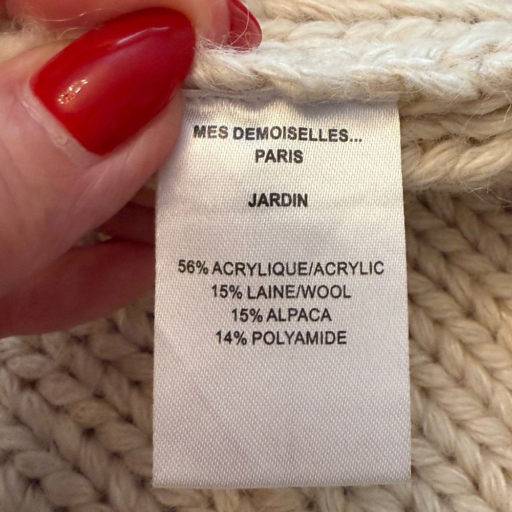 Mes Demoiselles Paris Jardin Floral Chunky Knit Alpaca Wool Sweater Size Small - Picture 7 of 8